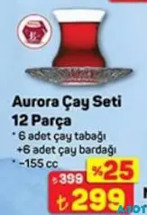 PAŞABAHÇE AURORA ÇAY SETİ 12 PARÇA 6 KİŞİLİK